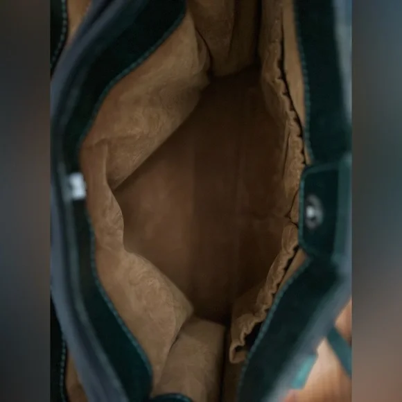 Rich Patricia Nash Dark Green Leather Primrose Suede Bag Handbag Crossbody Purse - Picture 7 of 8